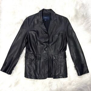 Vintage Burberry London 100% leather Authentic Black Leather Blazer